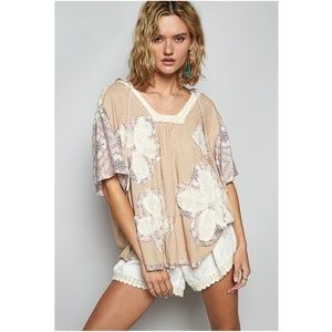 POL Tan Floral Blouse